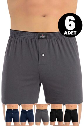 Öts 6'lı Erkek Boxer Düğmeli, Süprem Kumaş (%100 Pamuk)