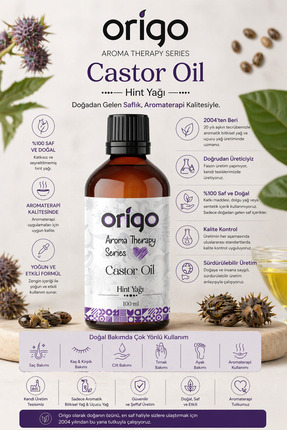 Origo Soğuk Sıkım Hint Yağı 100ml | %100 Saf Castor Oil | Saç, Kaş & Kirpik İ...