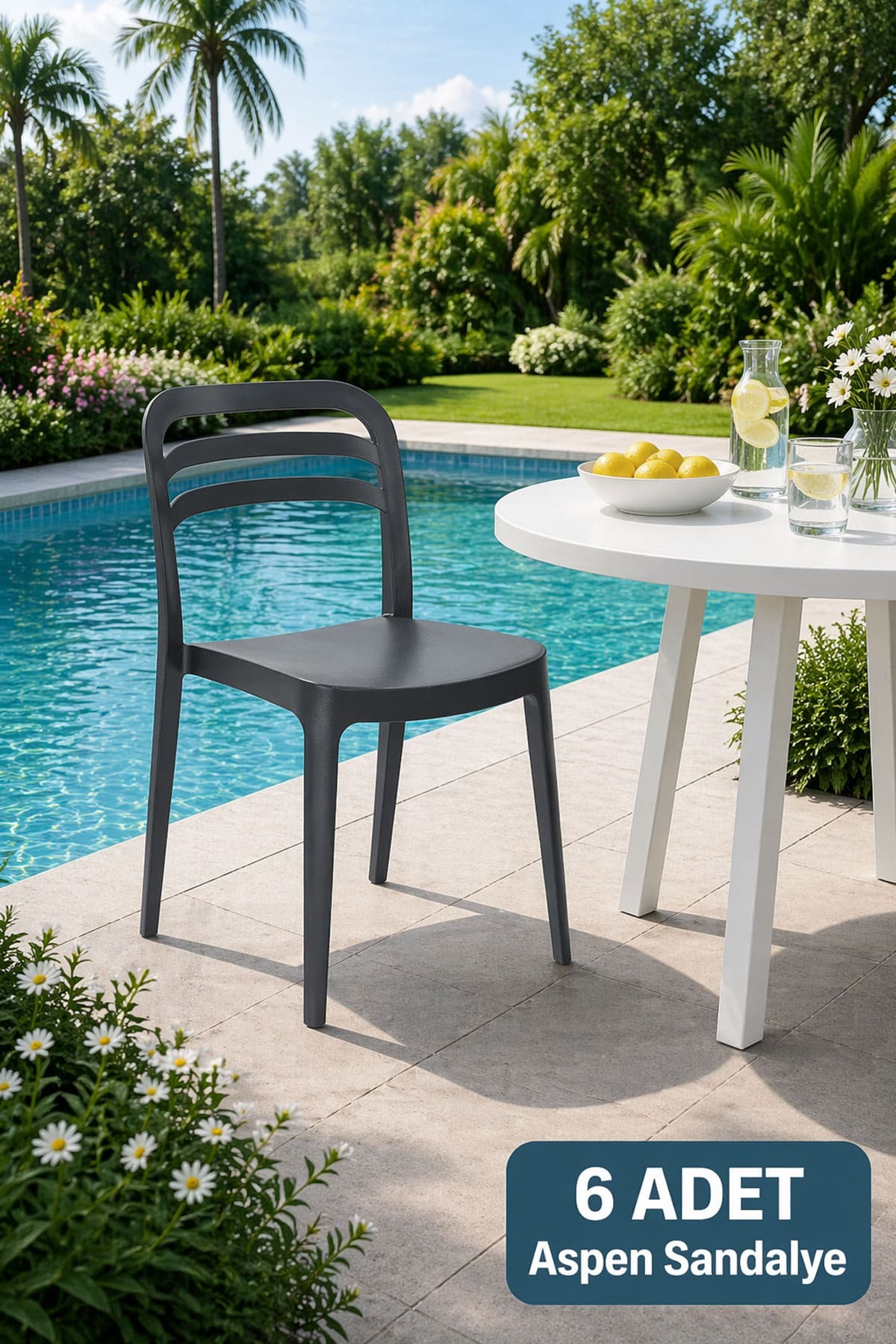 Aspen Garden Balcony Colorful Chair Anthracite Set of 6