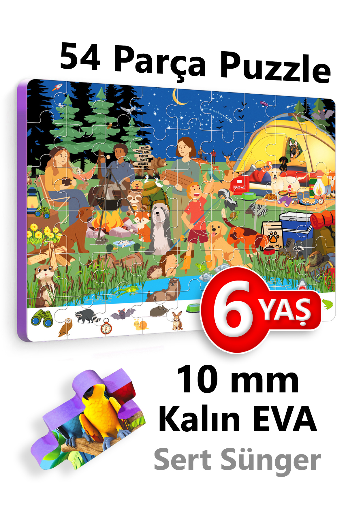 54 Pieces Thick Puzzle 5-6 Years Puzzle Night Camp