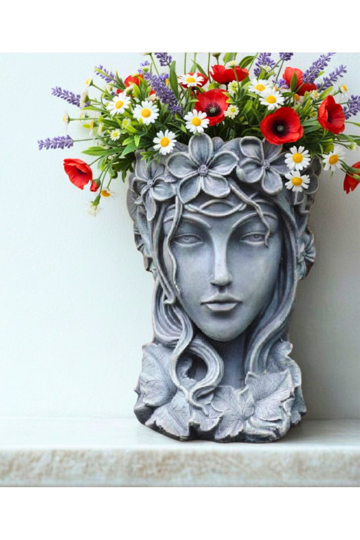 25 Cm Large Natural Stone Casting Queen Bust Flower Pot Decorative Plant Pot