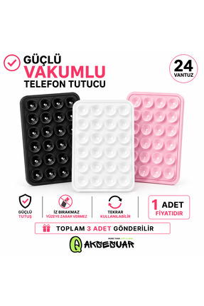 Q Aksesuar Vakumlu Silikon Vantuzlu Yapışkanlı Telefon Tutucu (1 ADET) Pembe ...