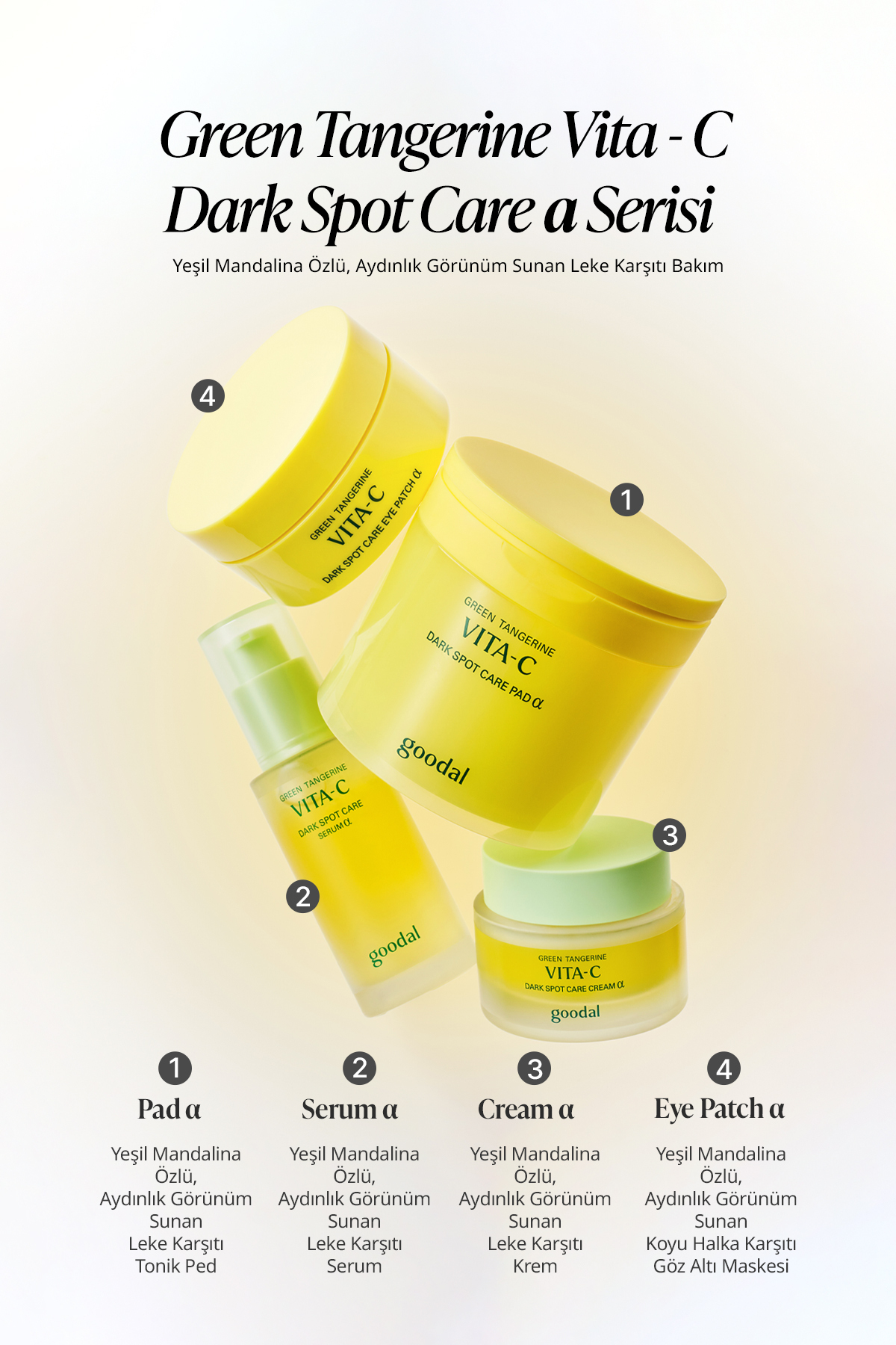 Yeşil Mandalina Özlü, Leke Karşıtı Tonik Ped GOODAL Green Tangerine Vita C Dark Spot Care Pad α 70Ad — 6929 — تصویر 9 از 9