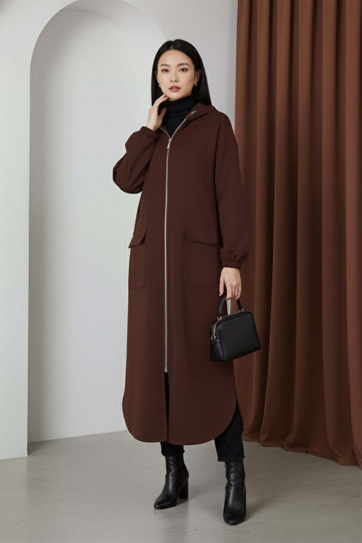 Puane Kadın Yakası Ve Arka Belden Tünelli Basic Kap - 15225MNT