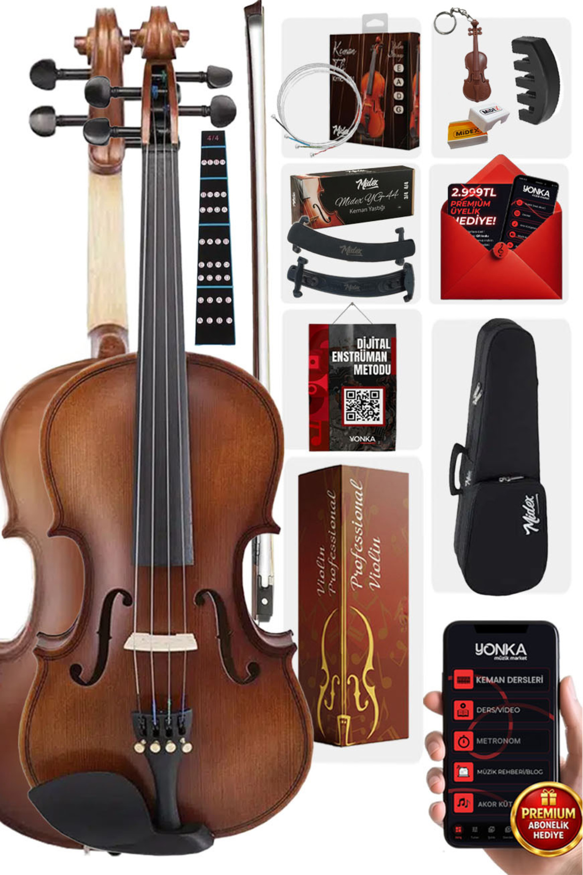 kem Midex Lma-544tys 3/4 Pro Keman Çocuk Kemanı 10-13 Yaş (YASTIK
