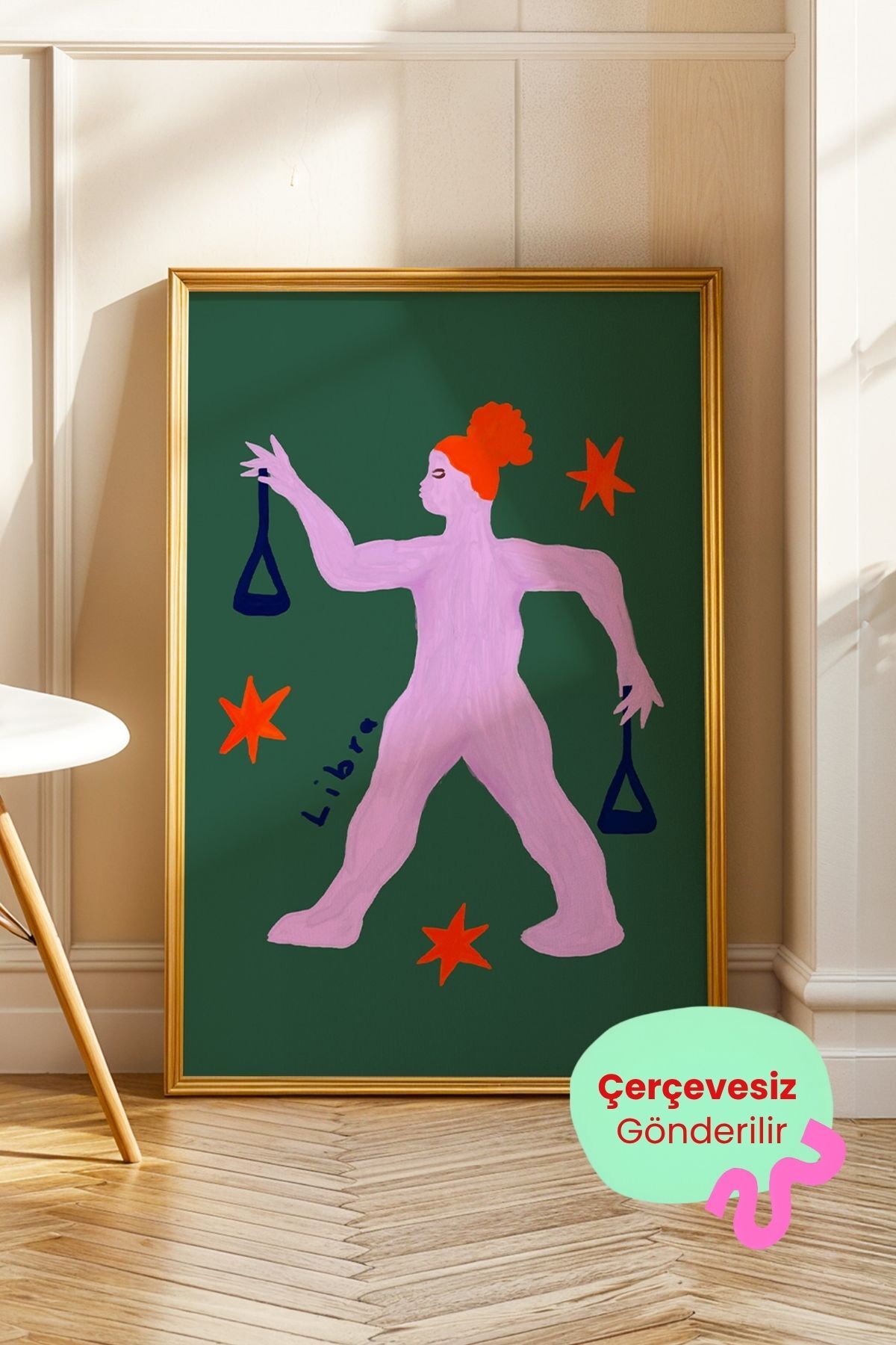 Terazi Burcu Tablo Modern Astroloji İllüstrasyon Poster Duvar Dekoru Çerçevesiz