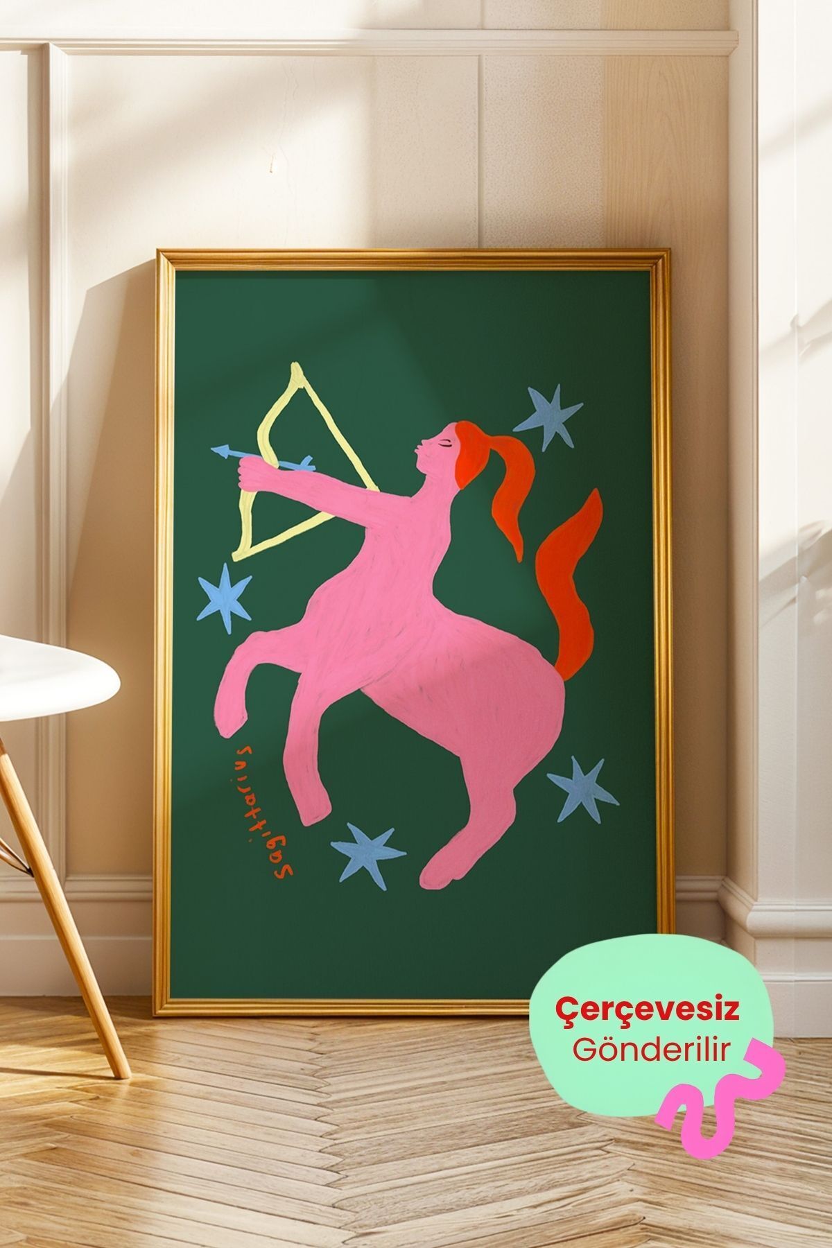 Yay Burcu Tablo Modern Astroloji İllüstrasyon Poster Duvar Dekoru Çerçevesiz