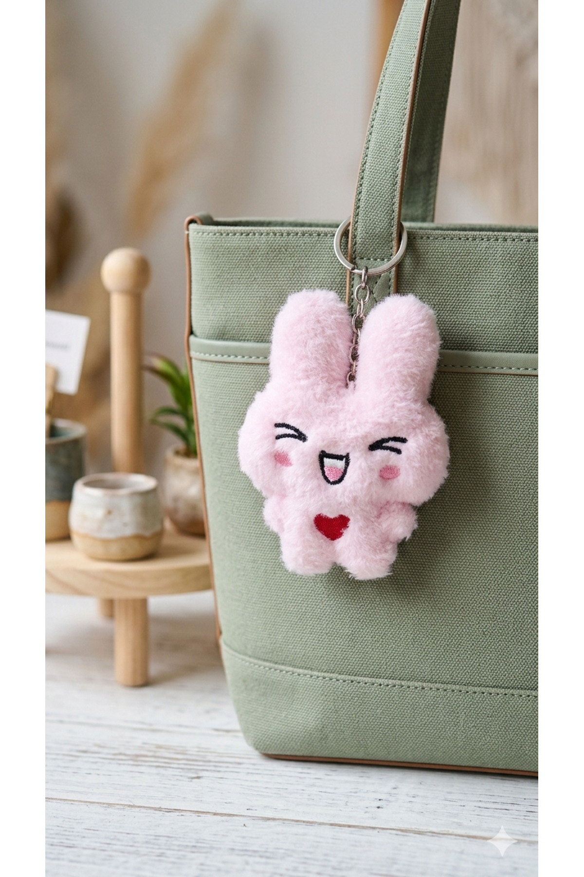 Cute Expression Plush Rabbit Keychain Series - Heart & Smile Detail Bag Accessory-souvenir