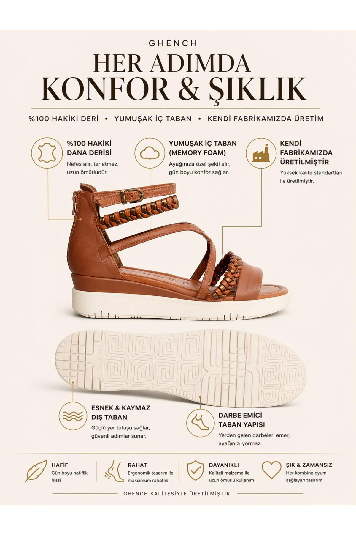 Ghench Shoes Ghench Mira Hakiki Deri Kadın Sandalet görsel 2