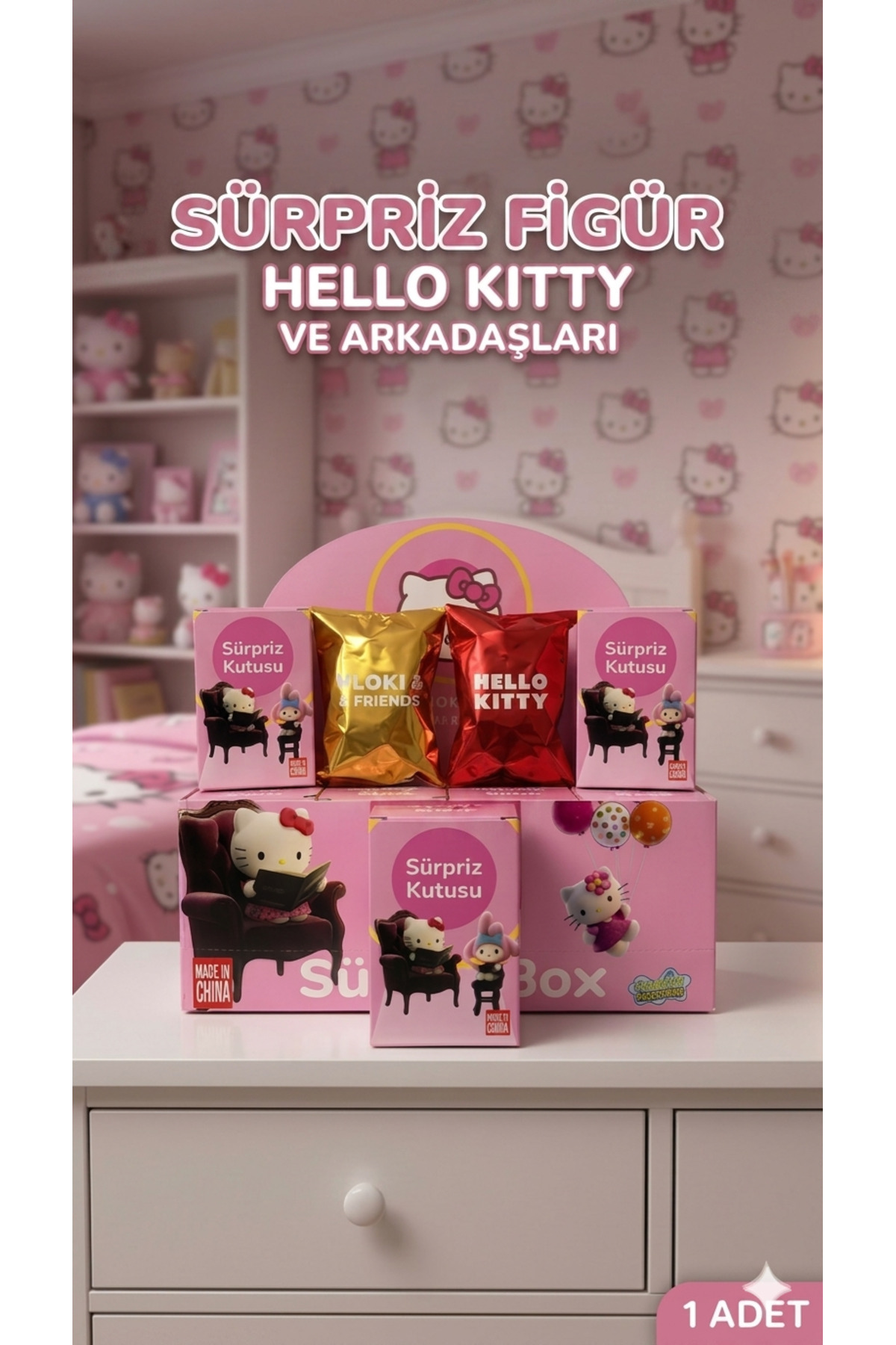 HEDİYEVİM Büyük Boy Hello Kitty Hediyelik Figür Paket Hello Kitty