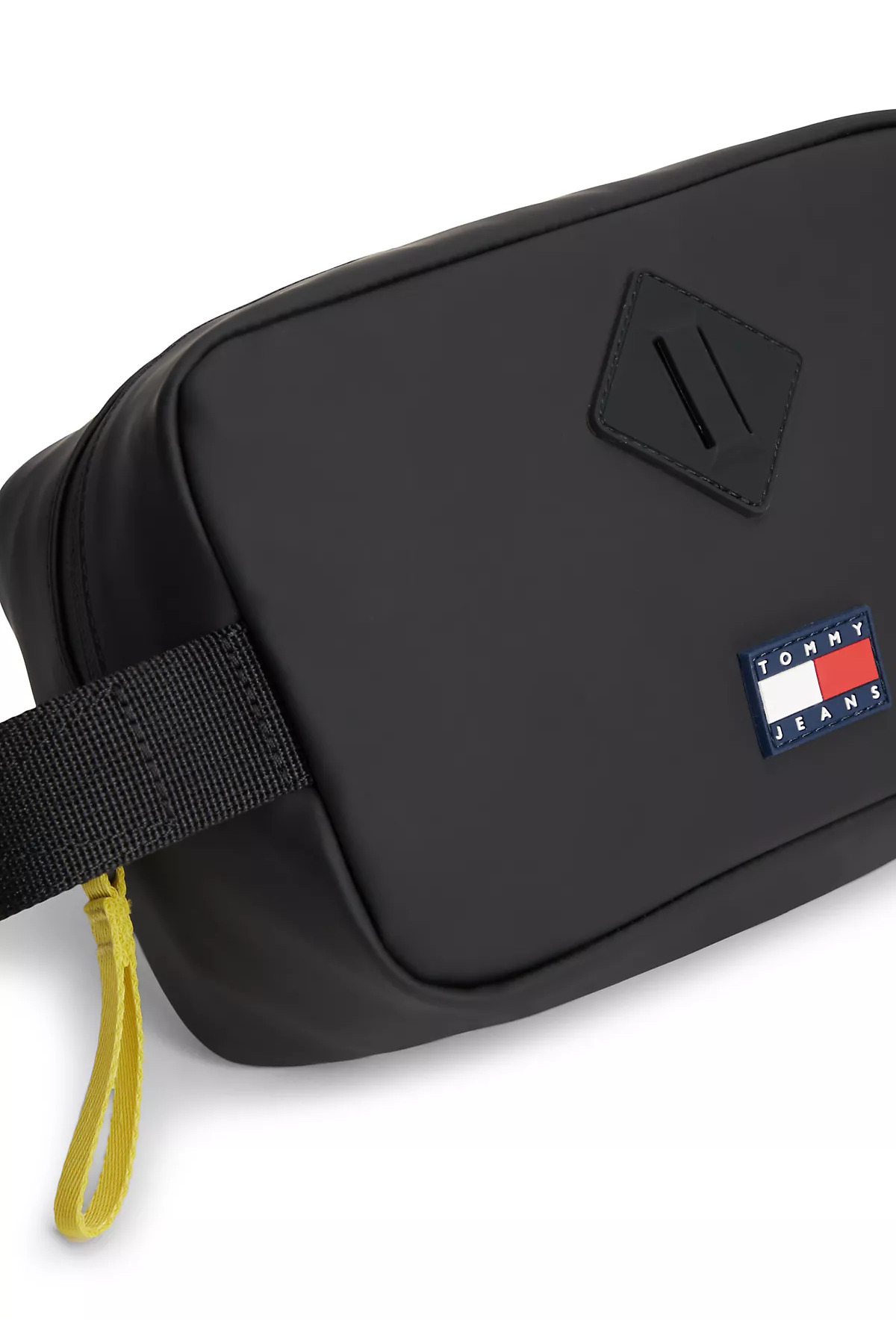 Tommy Hilfiger Erkek Kalın Kısa Kulp Deri Fermuar Kapama Siyah El Çantası görsel 3