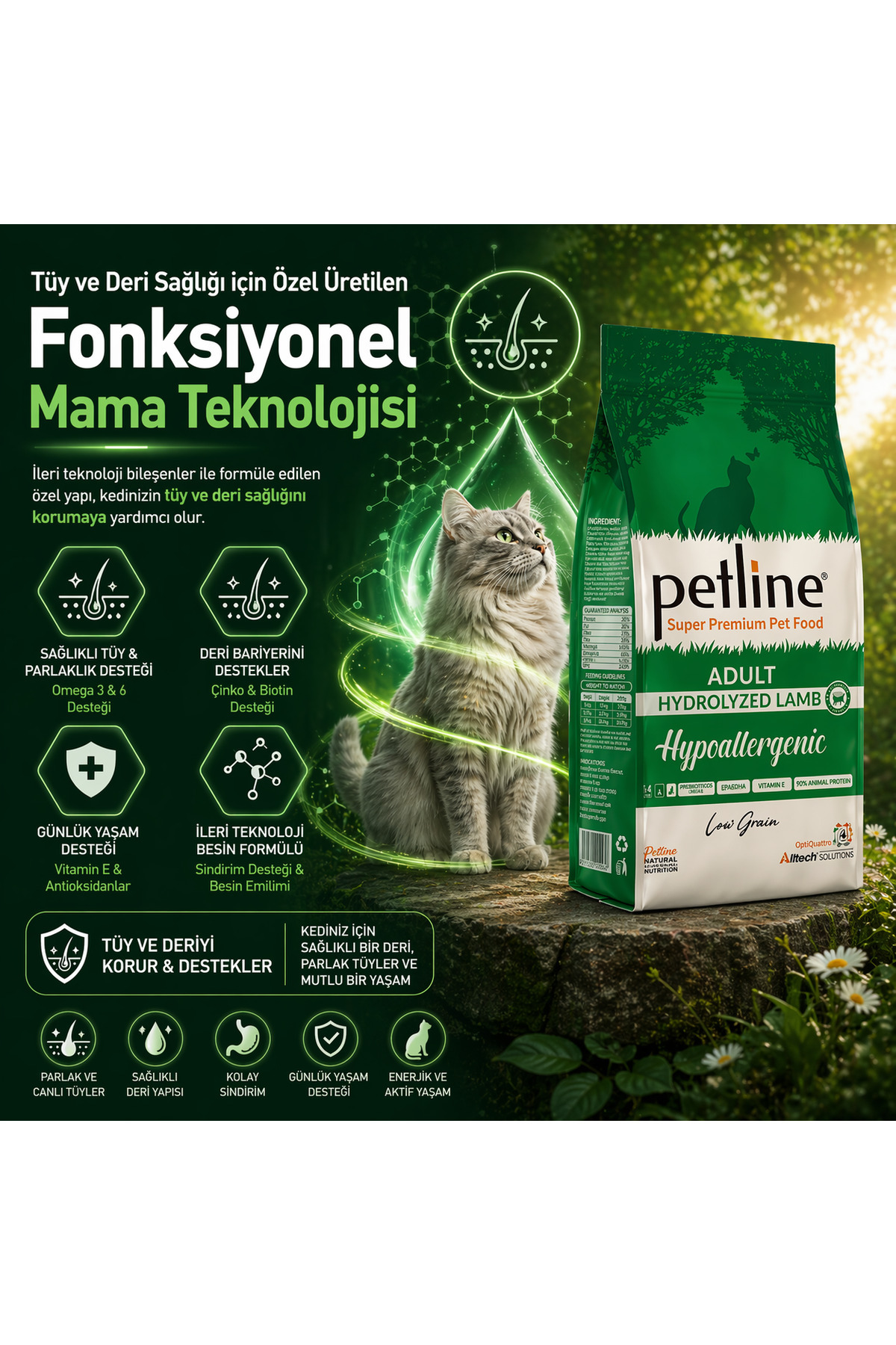 Petline Tüy Ve Deri Sağlığını Destekleyici Hypoallergenic Kuzu Etli Yetişkin Kedi Maması 1,5 Kg - Fiyatı, Yorumları