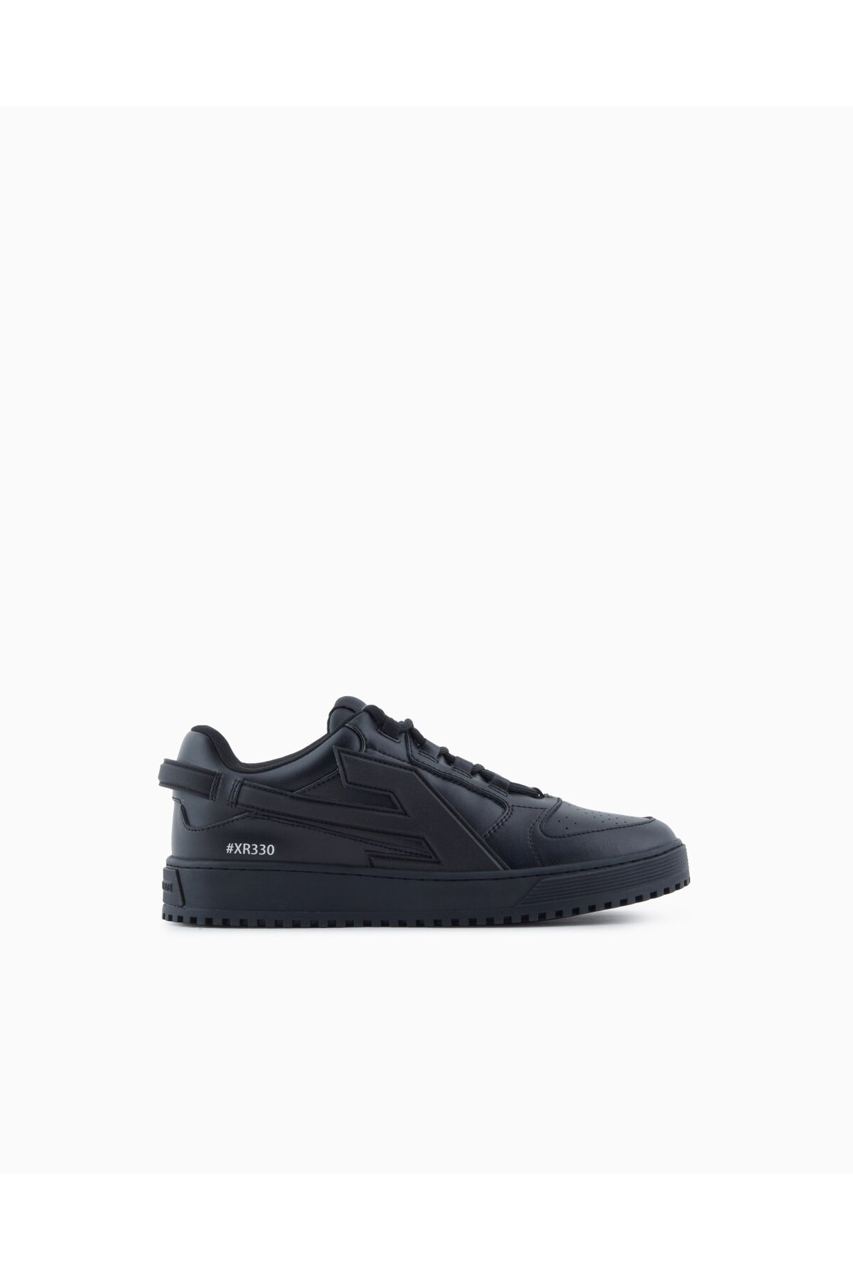 Emporio Armani Erkek Logo İmzalı Nefes Alabilir Üst Yüzey Rahat Taban Deri Siyah Sneaker