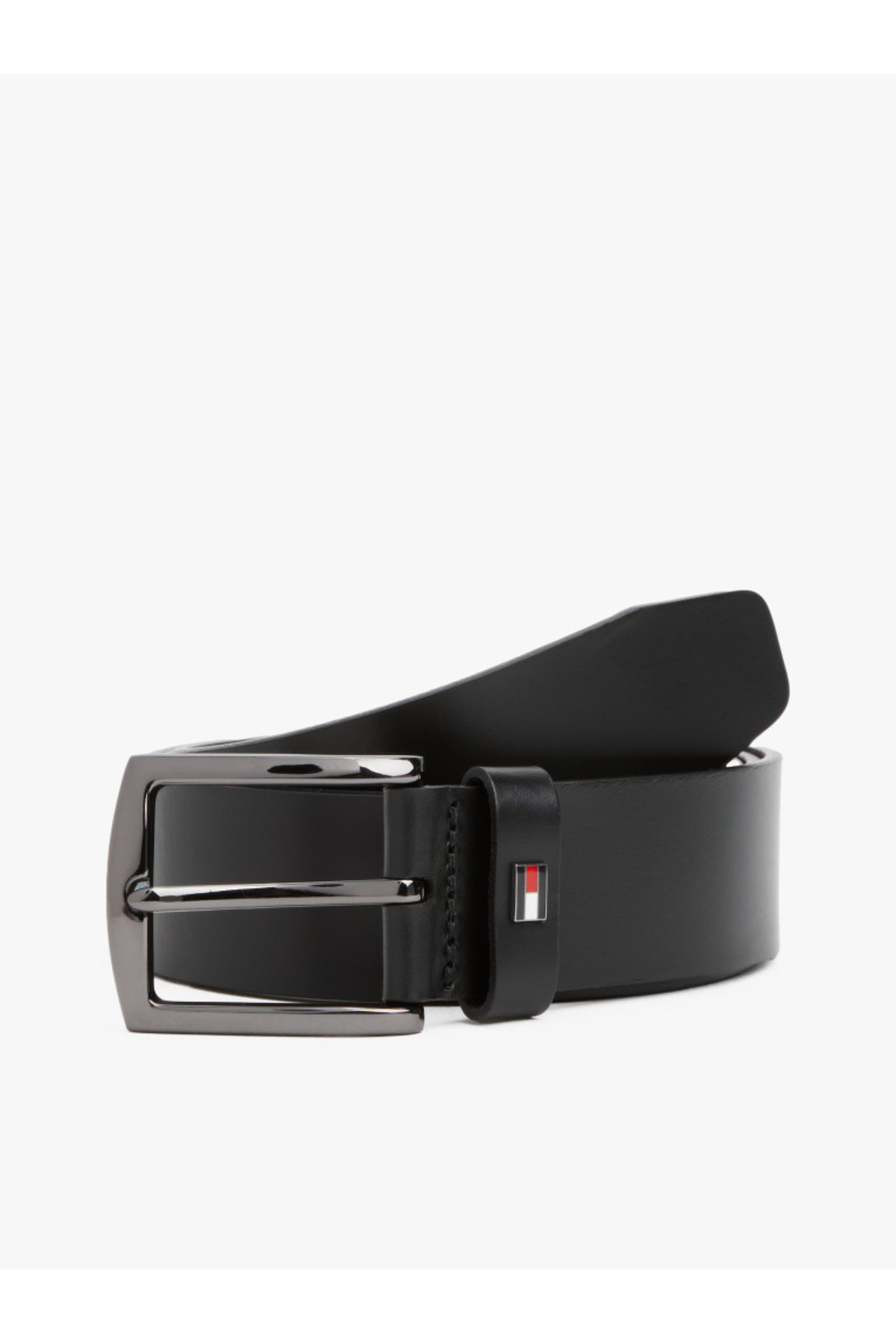 Tommy Hilfiger Herren-Gürtel aus 100 % Leder mit Tommy-Flag-Logo in Schwarz