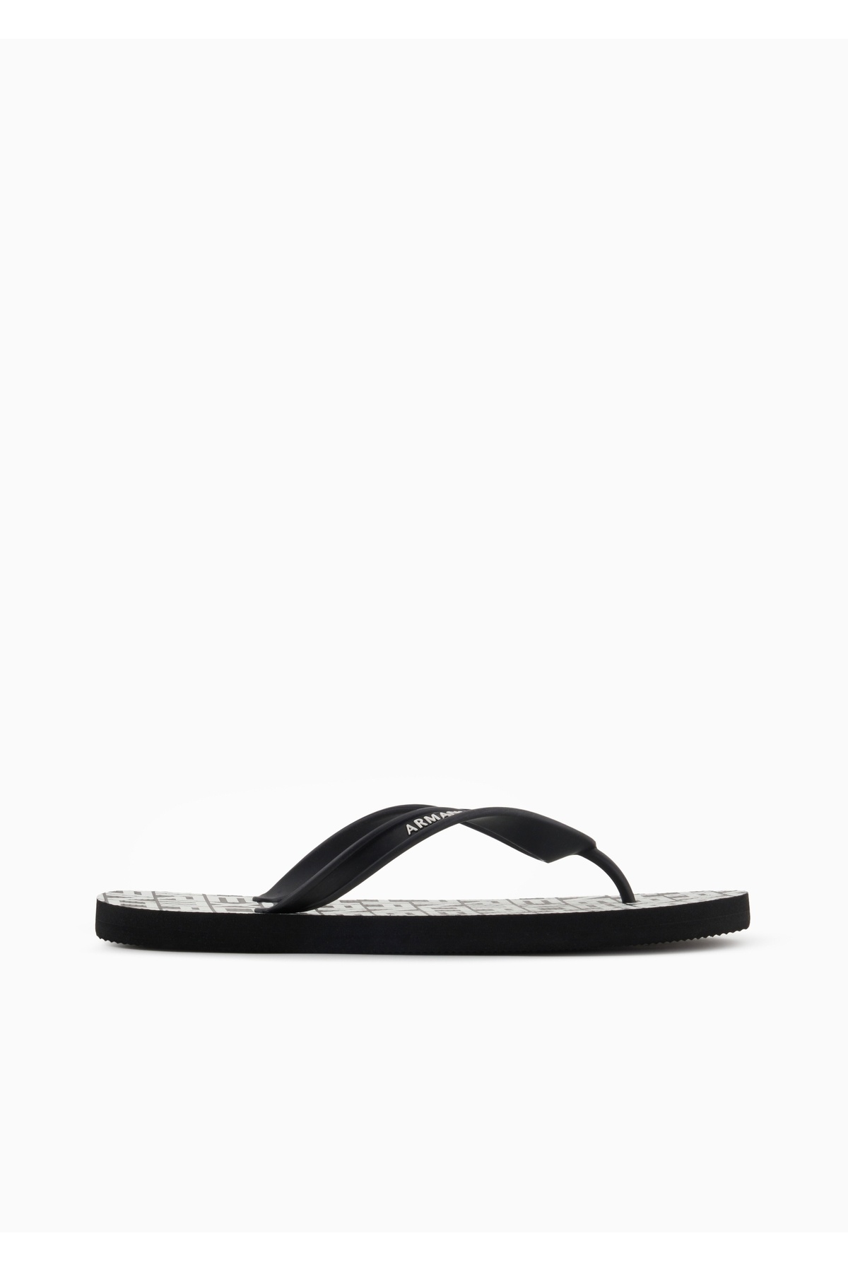 دمپایی لاانگشتی مردانه تخت و راحت با کفی تخت و طرح‌دار مشکی آرمانی اکسچنج دمپایی Armani Exchange