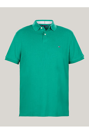Tommy Hilfiger Erkek Dokuma Polo Yaka Kısa Kol Günlük Yeşil T-Shirt