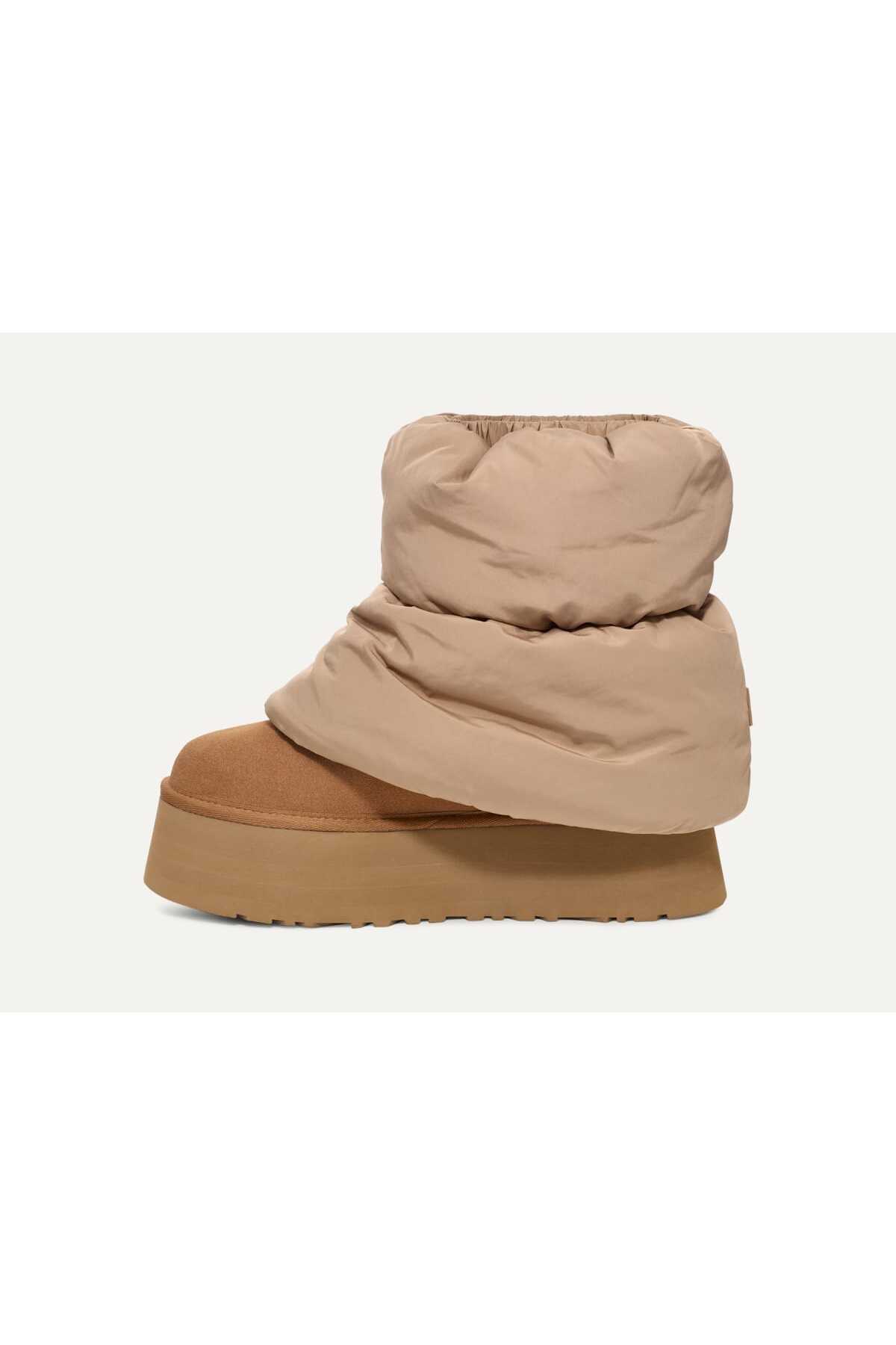 UGG Kadın Süet Topuk Dolgu Neopren Gövde Boğaz Kısmı Çorap Geçmeli Taba Bot & Bootie görsel 3