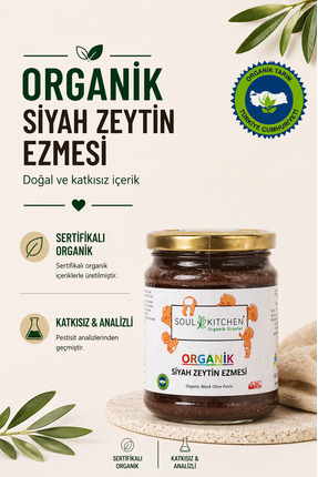 Soul Kitchen Organik Ürünler Organik Sertifikalı Siyah Zeytin Ezmesi Katkısız...