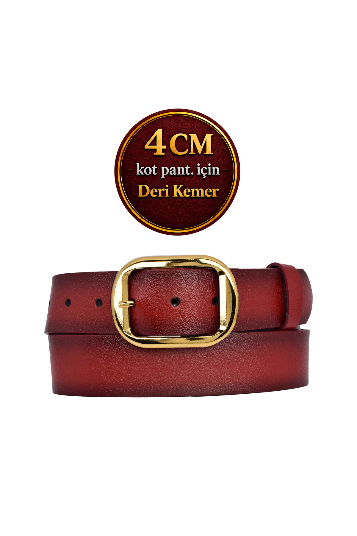 100% Genuine Leather, Tosado Women's Jeans with Gold Buckle, Sports Belt 4 Cm= an-byn-44