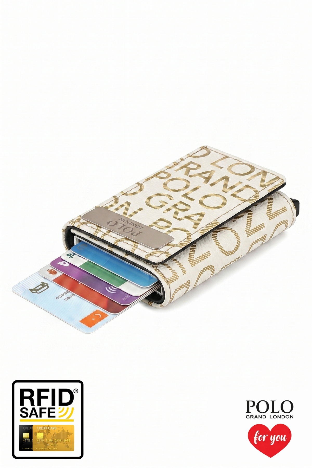 POLOGRAND London Orijinal Unisex Otomatik Mekanizmalı Özel Kutulu Hırsızlık Engelleyici RFID Korumalı Alüminyum Kızaklı Sevgiliye Eşe Arkadaşa Babaya Hediye Kartlık & Para Bölmeli Hediyelik Kutulu Kartlıklı Şık Cüzdan