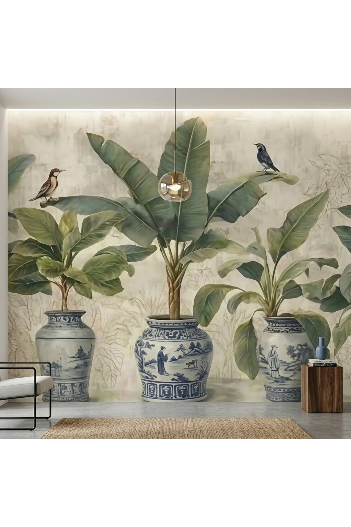 Potted Tropical Plants Wallpaper. 3 Potted Wallpaper. Textile One Piece Wallpapers