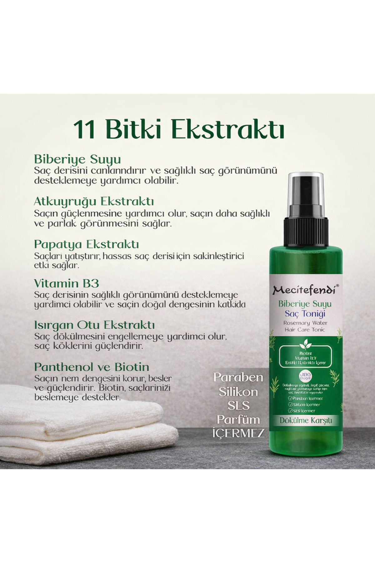 Biberiye Suyu %100 Doğal Bitkisel içerik Saç Toniği 150 ml — MCTSAÇTONİĞİ — تصویر 3 از 4