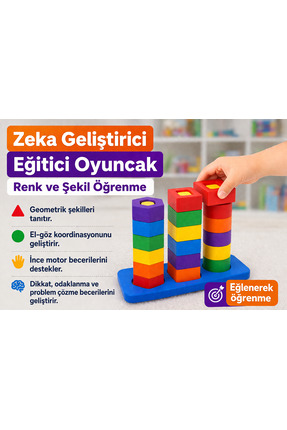 MARRGOS Montessori Tarzı Eğitici Oyuncak 1+ Yaş Renk ve Şekil Eşleştirme Oyun...
