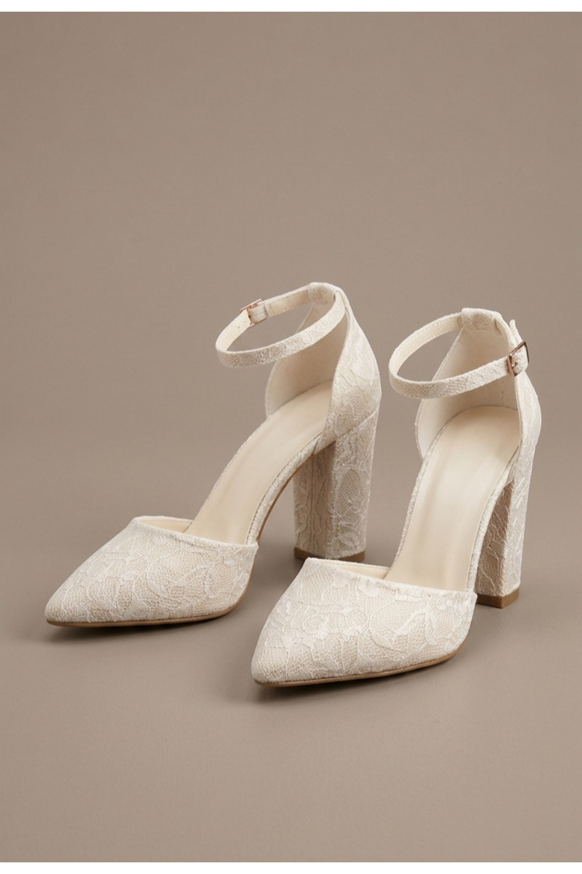 ŞAH  Dantel Detaylı Kalın Topuklu 8cm Gelinlik Nikah Abiye Ayakkabı - Görsel 2