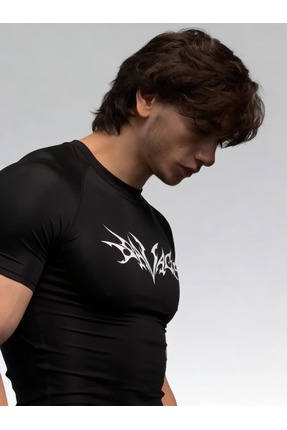 Yokedwear Savage Compression Dar / Slim Bisiklet Yaka Tişört siyah Unisex Genç