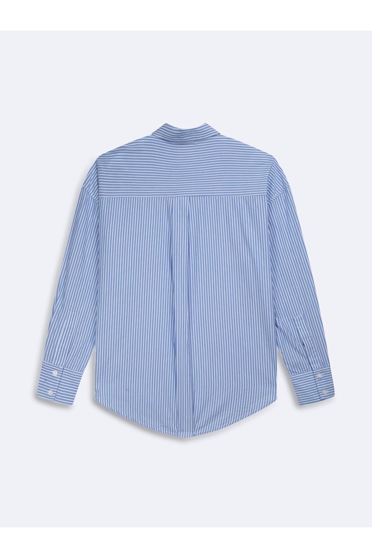 Ltb Çizgili Oversize Mavi Gömlek görsel 2