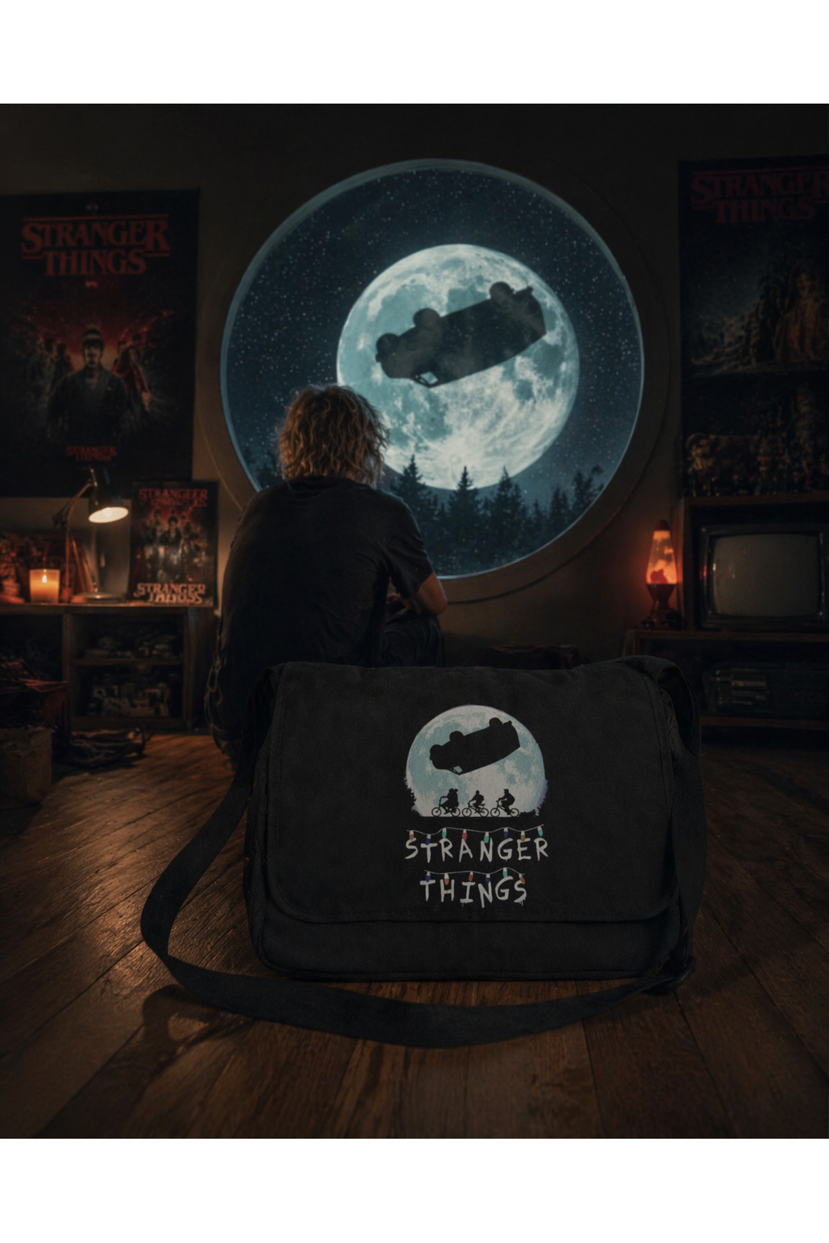 dompulerimoda  Stranger Things Car Postacı Çanta Unisex Sokak Tarzı - Görsel 2
