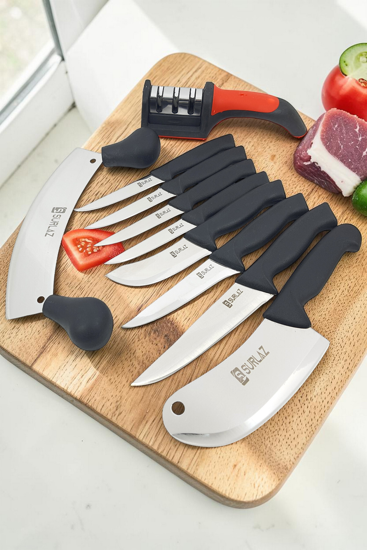 Pro Dowry Knife Set 10 Pieces Onion Line Meat Knife Double Handle Armored