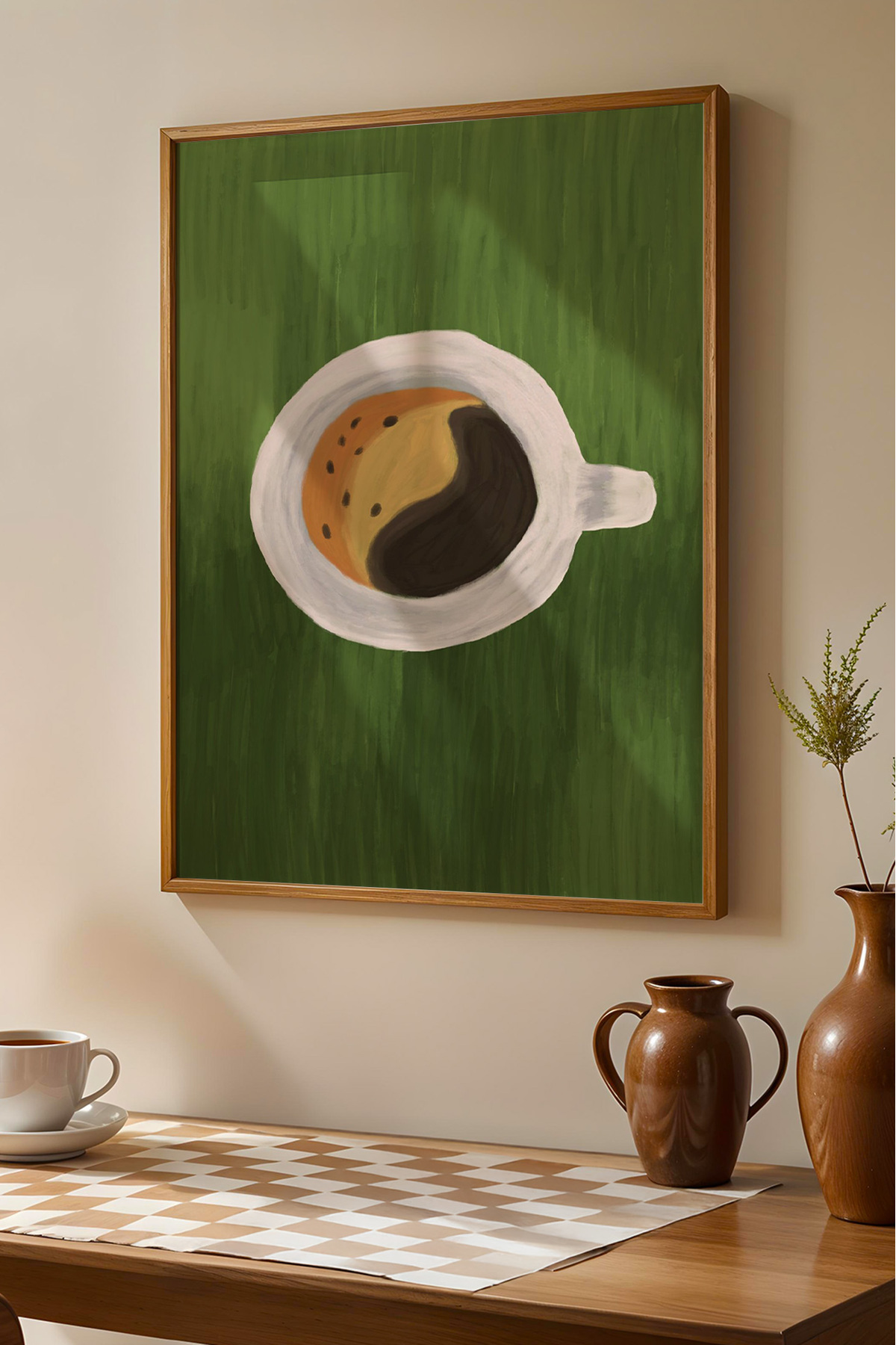 Minimal Kahve Fincanı Poster Modern Mutfak ve Kafe Duvar Dekoru Çerçevesiz