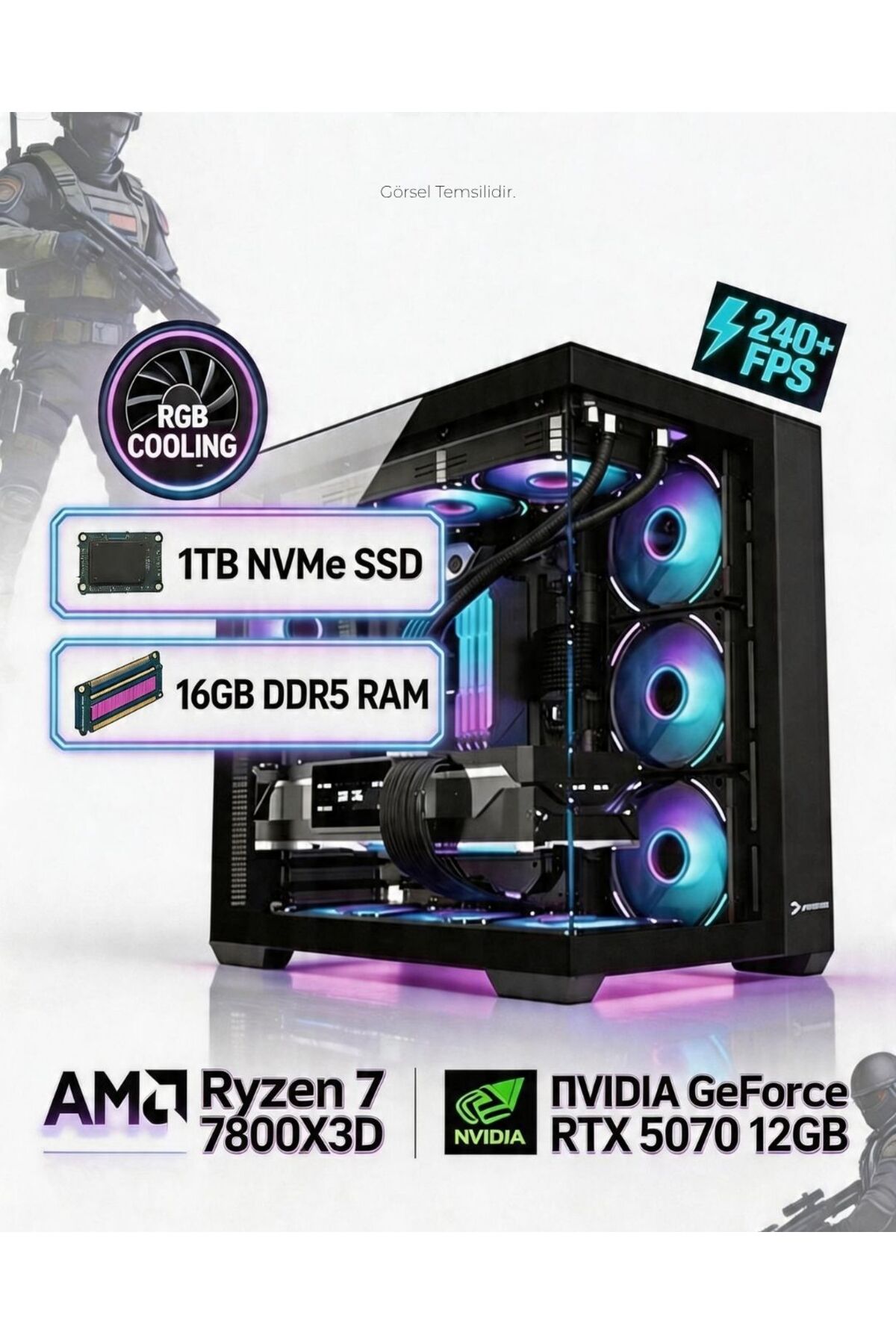 TEKDEN BİLGİSAYAR AMD Ryzen 7 7800X3D | 16 GB DDR5 | RTX 5070 12
