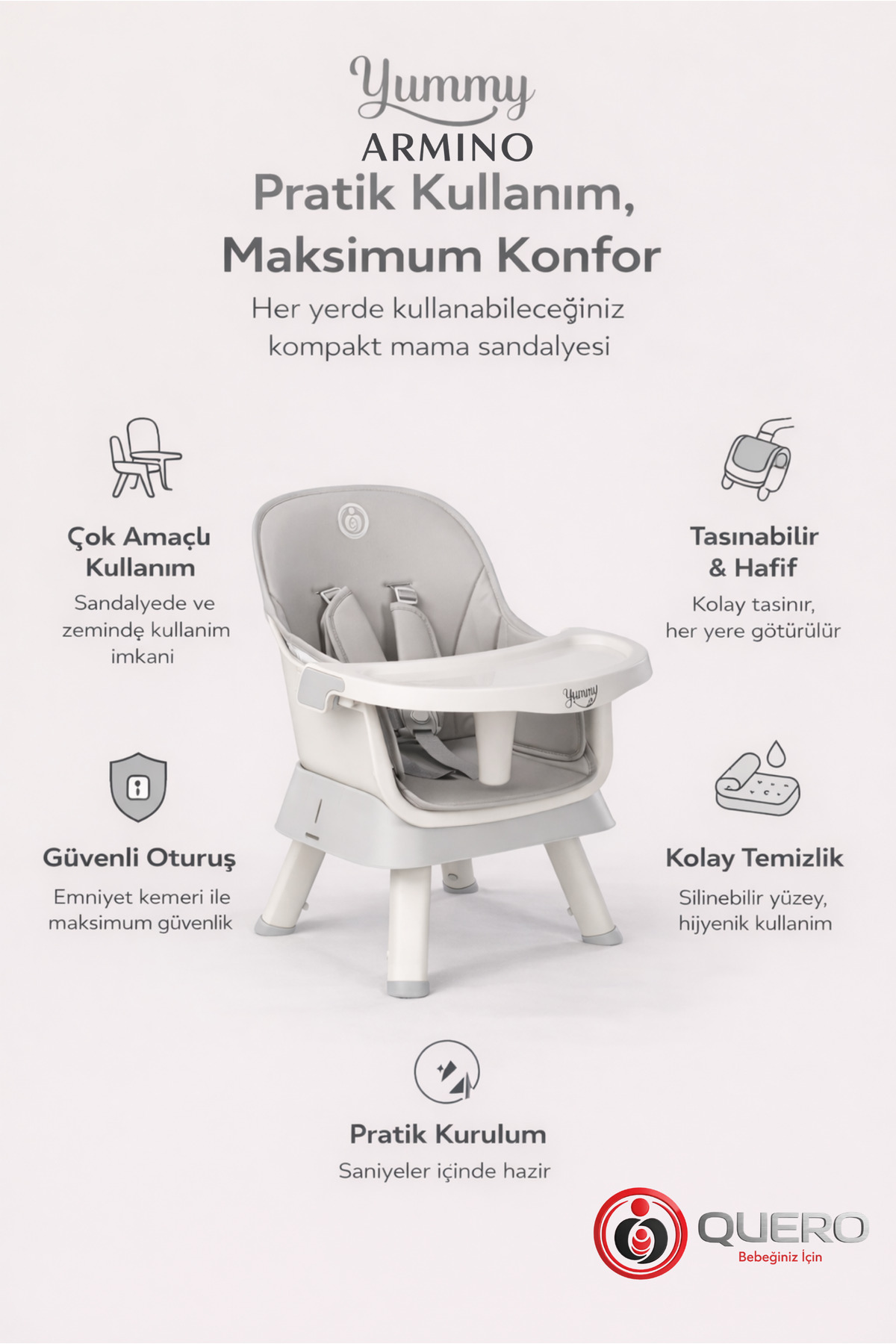 Yummy Armino 4in1 Booster High Chair 4 Feature High Chair with Chair Top Function