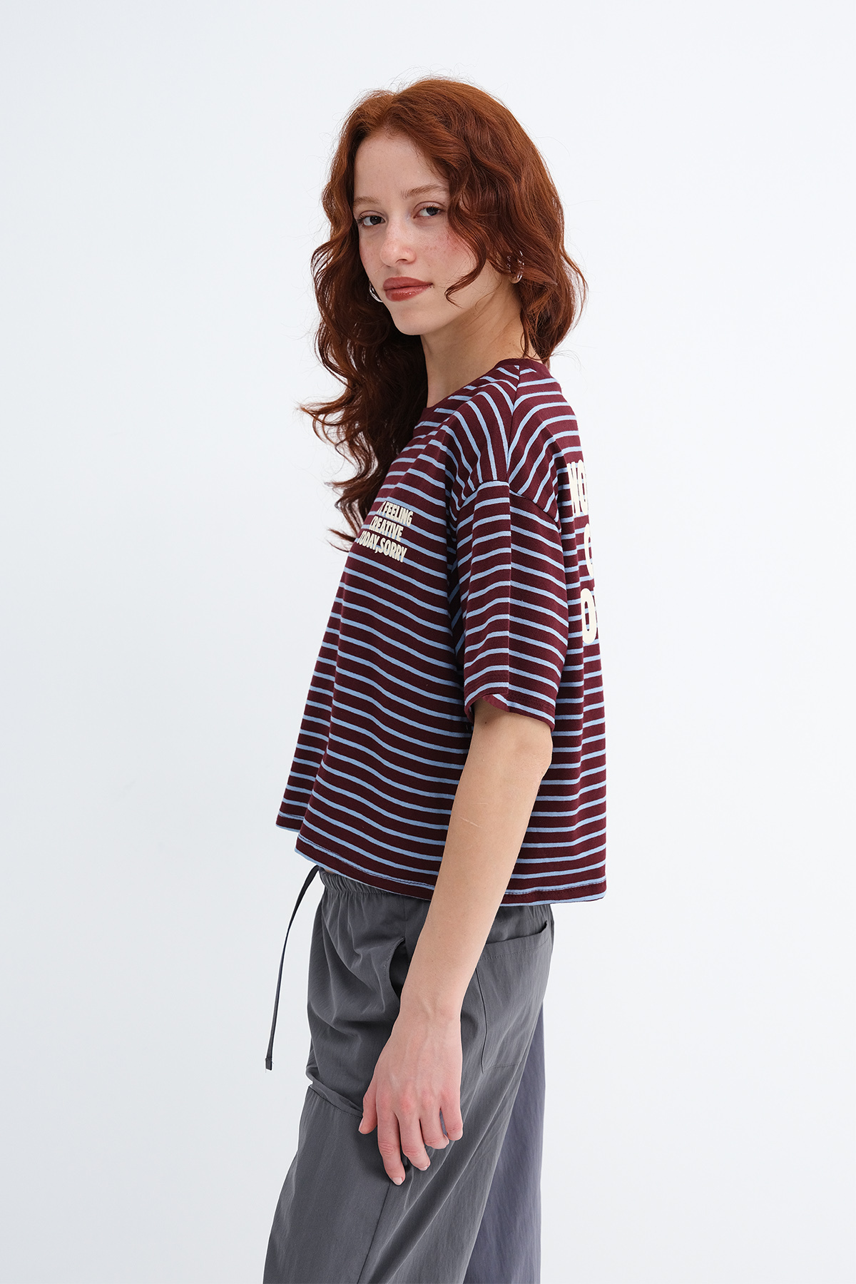 Addax Bisiklet Yaka Çizgili T-shirt P10711 görsel 3