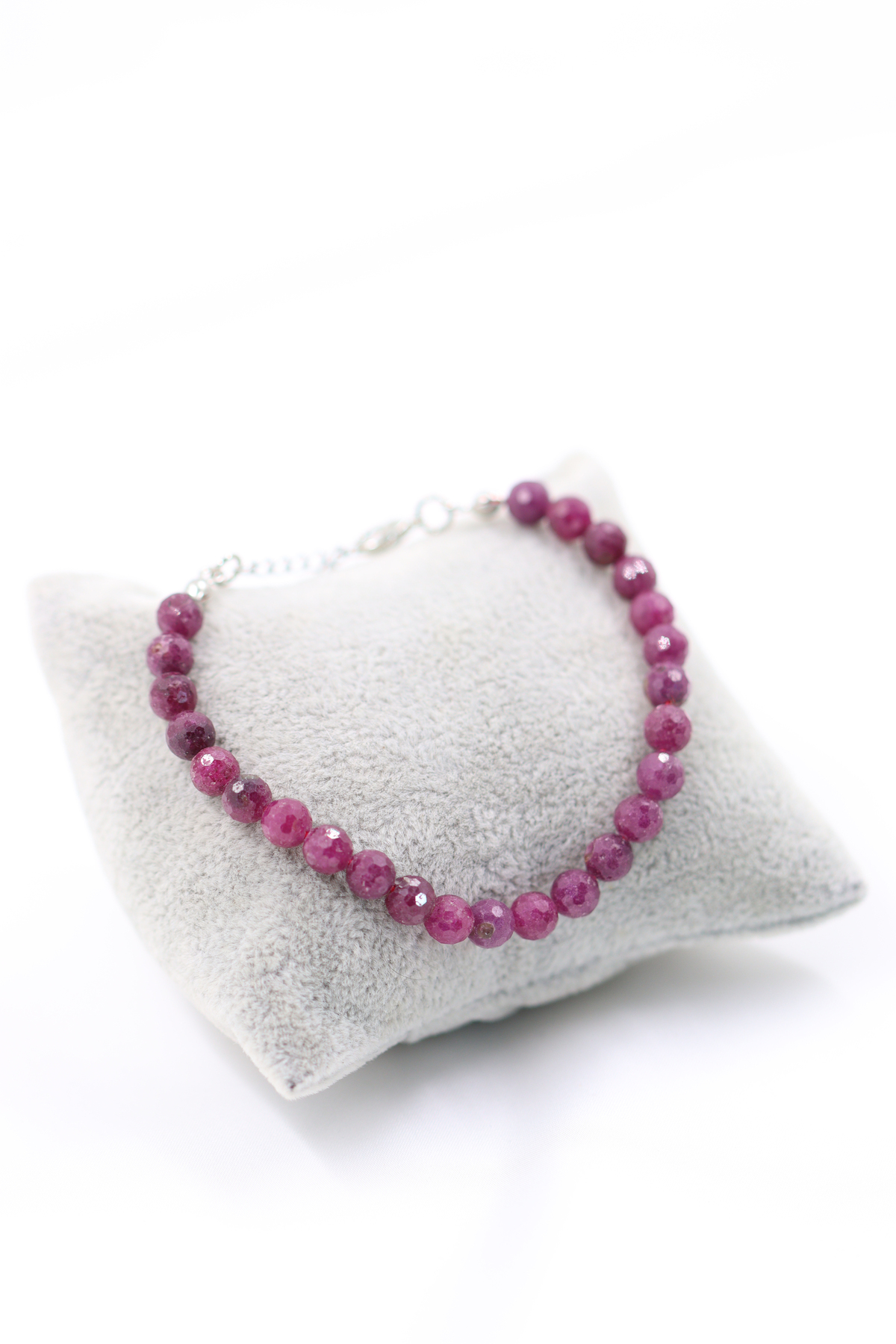 Ruby Stone Natural Stone Bracelet Faceted Cut 6 mm