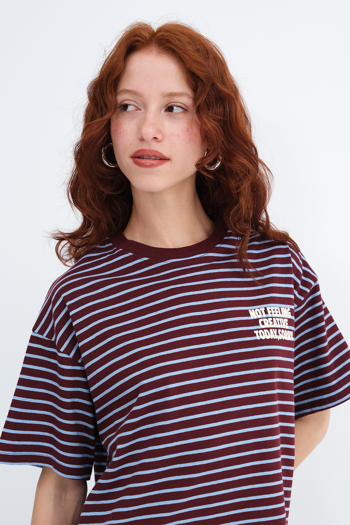Addax Bisiklet Yaka Çizgili T-shirt P10711 görsel 2