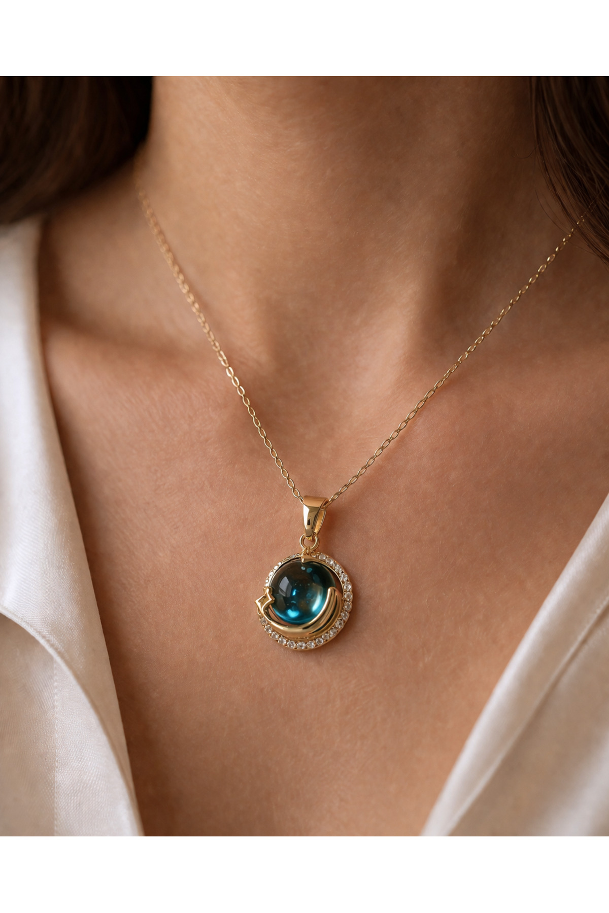 Mavi Hilal Kolye görsel 3