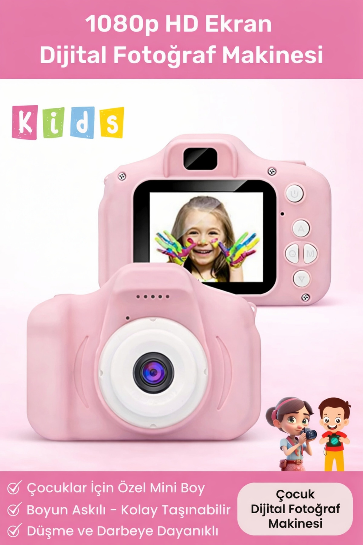Yeni Nesil Çocuk Dijital Mini Fotoğraf Makinesi Erkek Çocuklar İçin 1080p HD Ekran Kamera Selfie
