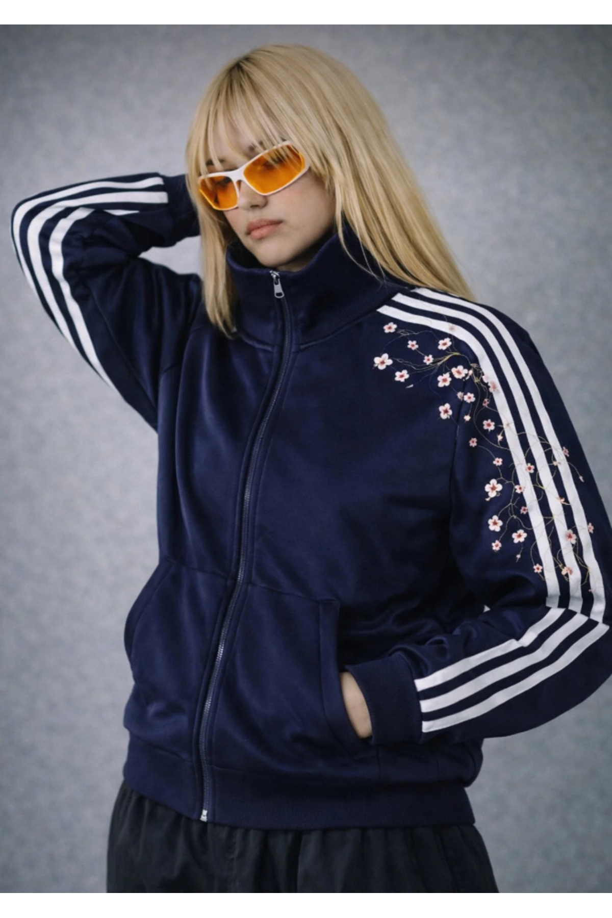 Sakura Embroidery Detailed Street Y2K Cardigan
