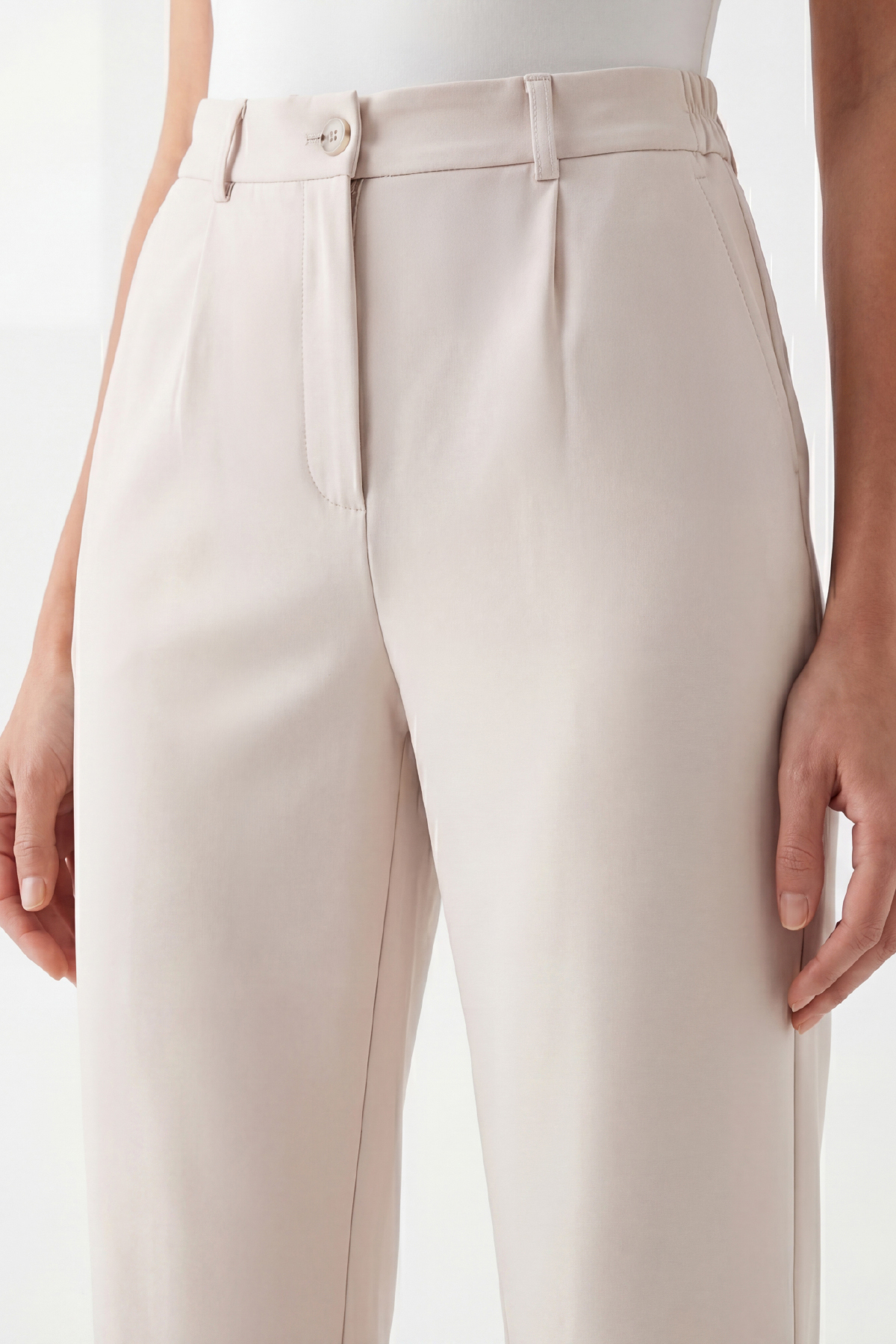 Kadın Flexon Ultra Esnek Relaxed Beli Lastikli Jogger Pantolon Krem W702-R0433-06 3