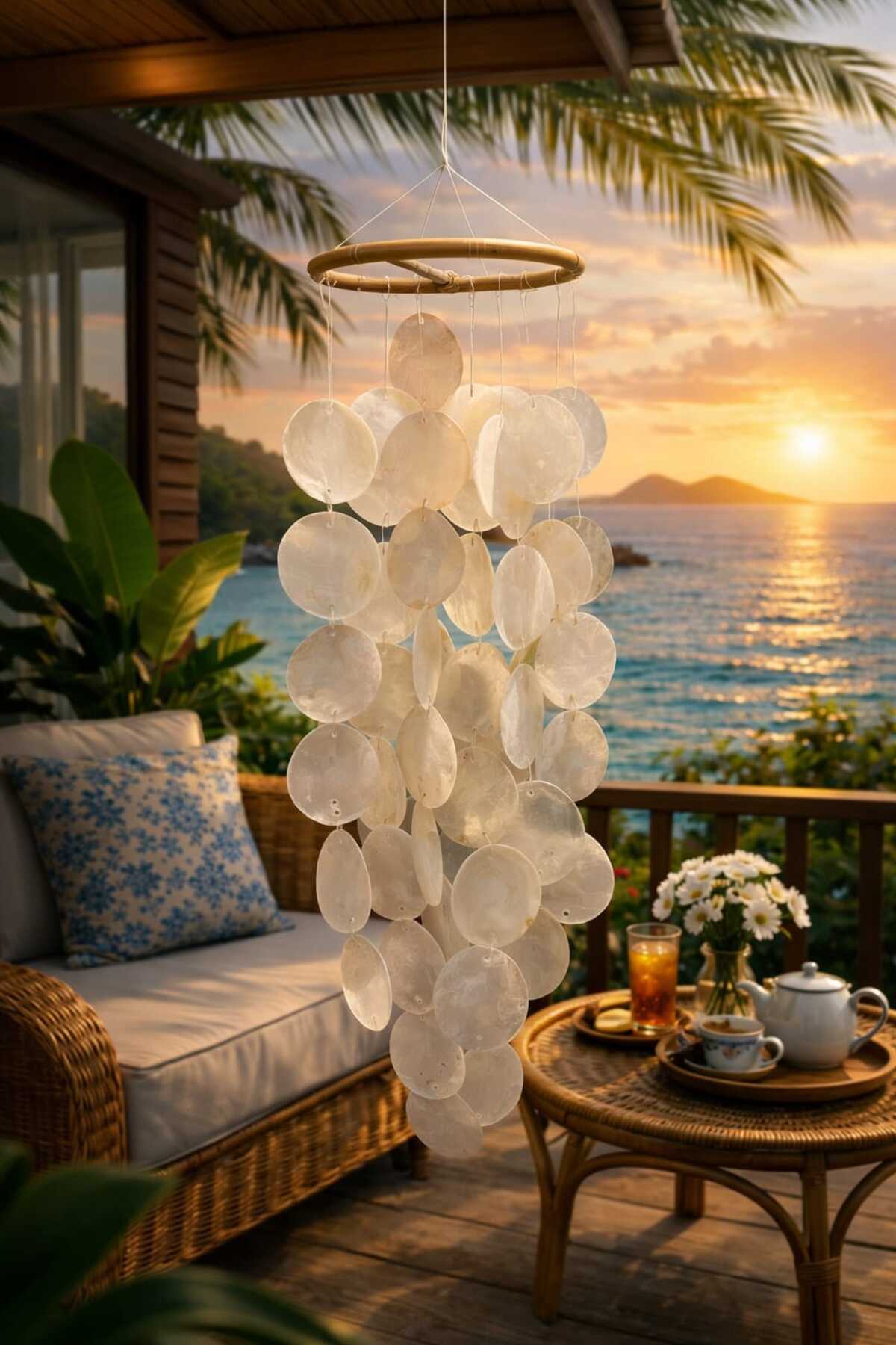 Seashell Wind Bell & Balcony Garden Ceiling Ornament & Natural Seashell
