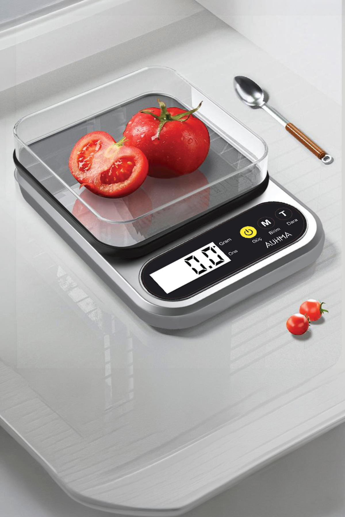 ترازوی دیجیتال آشپزخانه و قهوه AES1 با دقت بالا – سطح استیل ضد زنگ، صفحه نمایش LCD