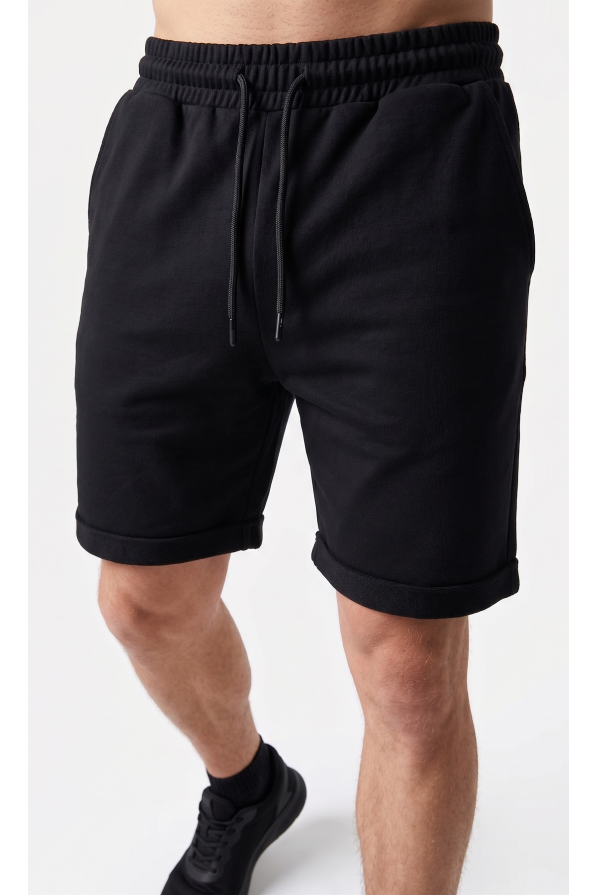 just wear zt Unisex Double Paça Şort, Rahat Kesim, Ayarlanabilir Bel görsel 2