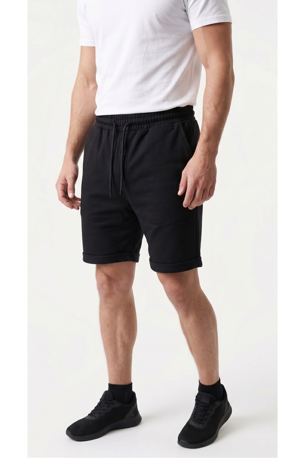 just wear zt Unisex Double Paça Şort, Rahat Kesim, Ayarlanabilir Bel
