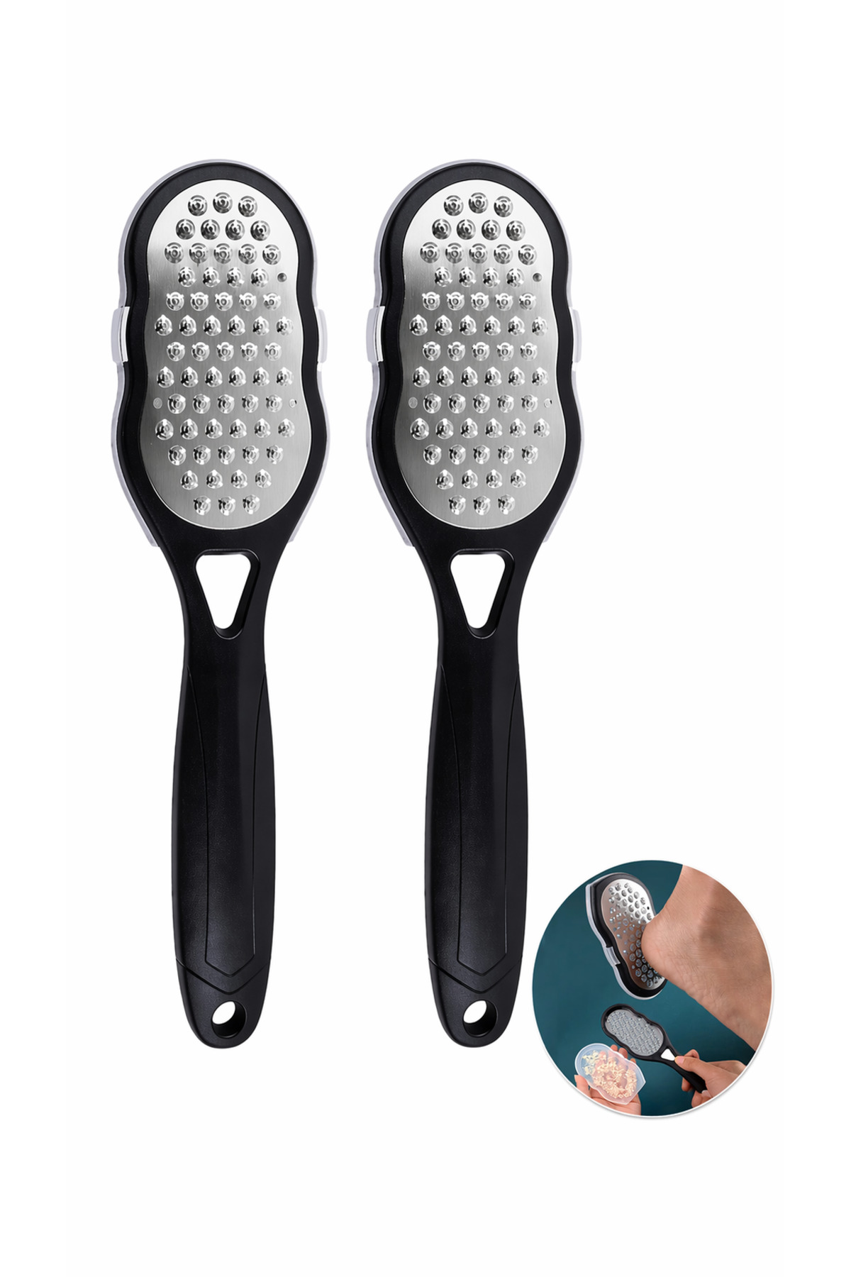 Kyrotech 2 Adet Ayak Nasır Törpüsü, Paslanmaz Çelik Ölü Deri Temizleyici, Kapaklı Profesyonel Topuk ve Ayak Bakım Aleti, Ergonomik Pedikür Törpüsü - Fiyatı, Yorumları