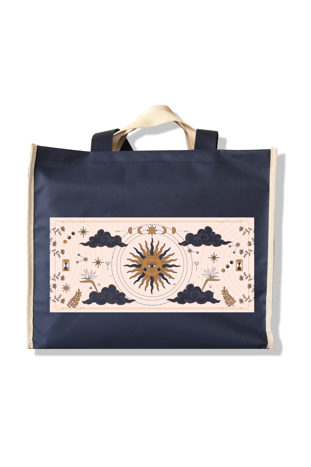 MelsandMano Mono Shopping Bag Astroloji Haritalı Kadın Alışveriş/ Plaj Çantası görsel 2