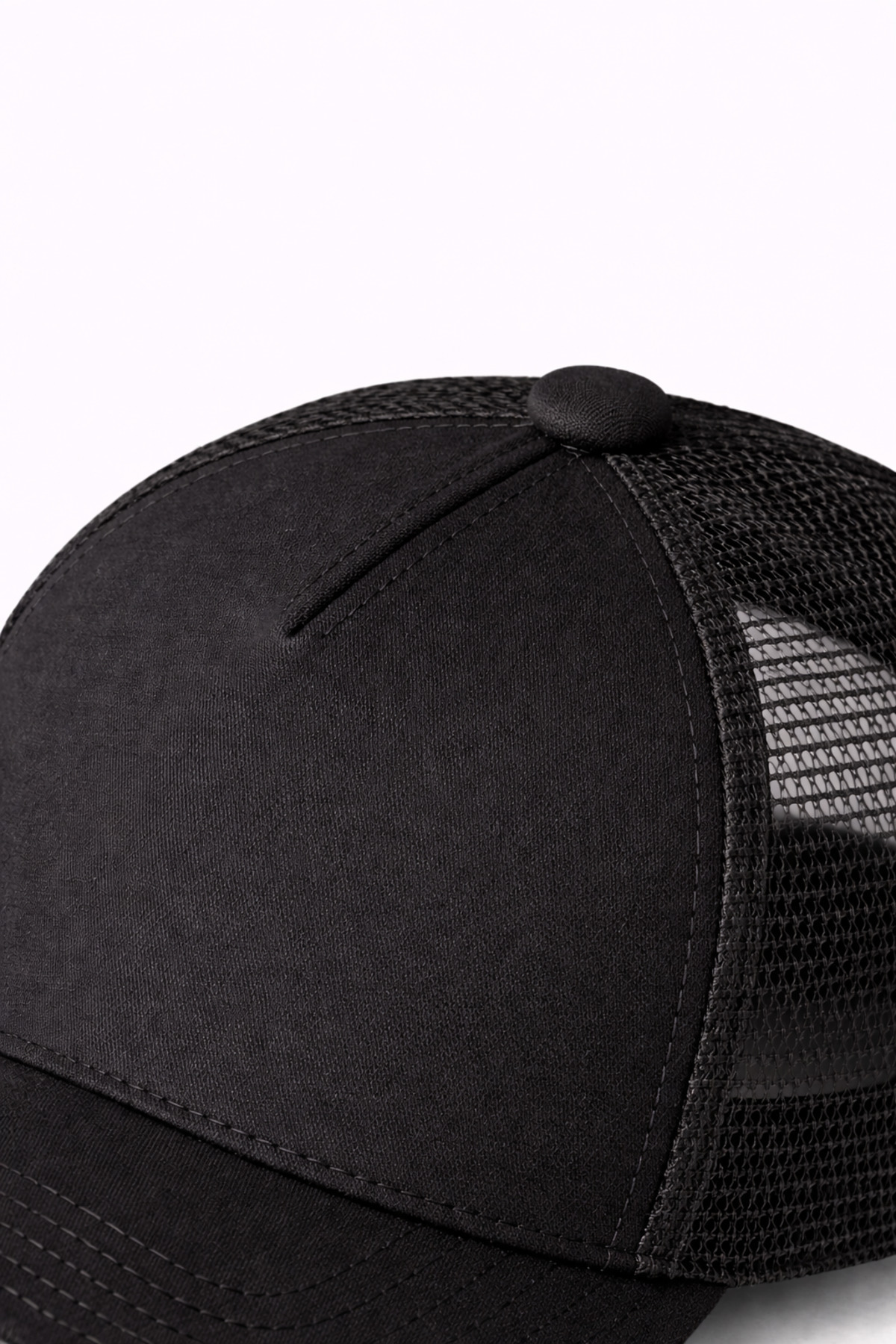 OUS Unisex Fileli Şapka Siyah, Yazlık Nefes Alabilir Trucker Cap görsel 4