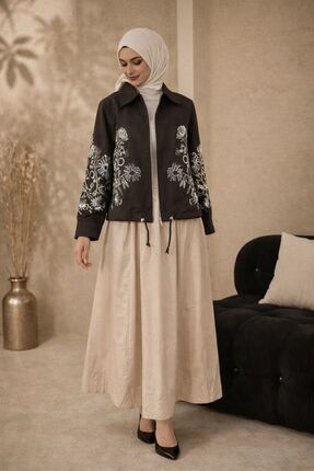 TULE LINE Elegance Dokunuş Boncuk İşlemeli Gabardin Ceket